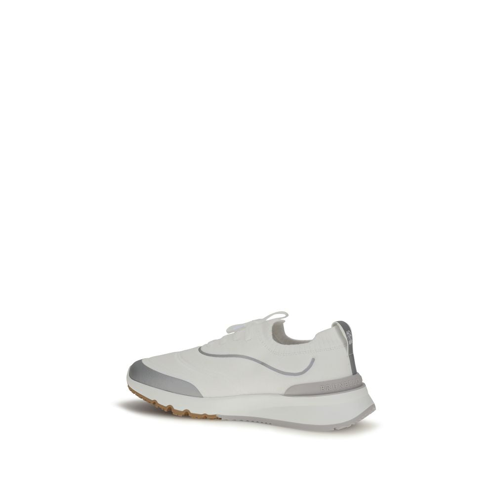 Brunello Cucinelli White Cotton Athletic Sneakers for Men