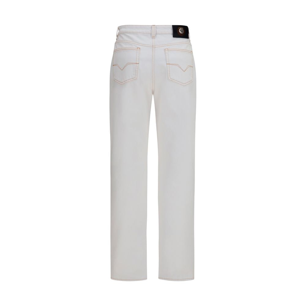 Jean Versace taille haute en coton blanc