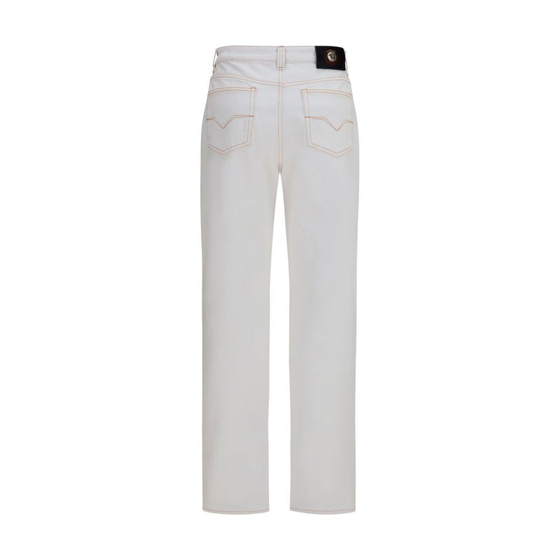 Versace White Cotton High-Waisted Jeans for Women