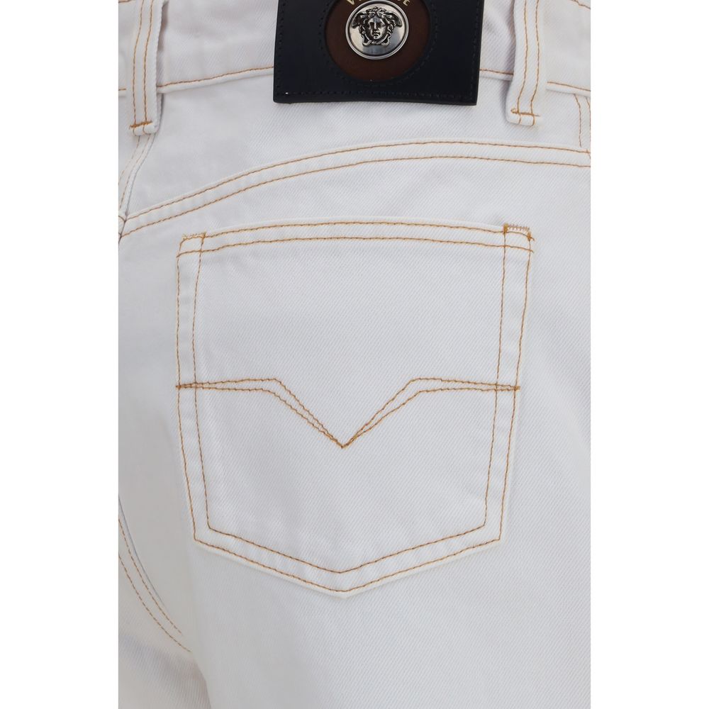 Jean Versace taille haute en coton blanc