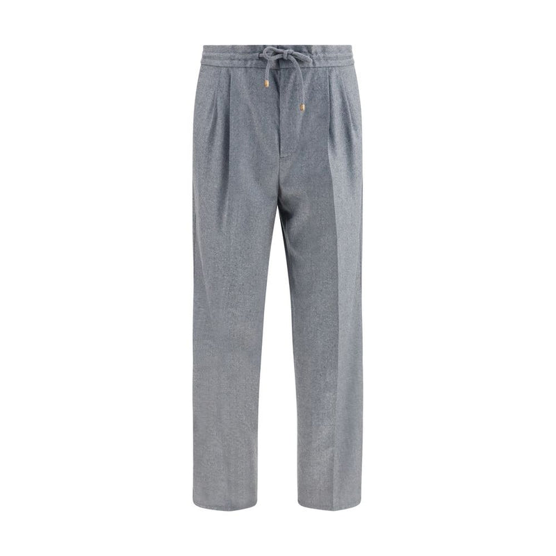 Pantalon décontracté Brunello Cucinelli en laine grise Oves Aries