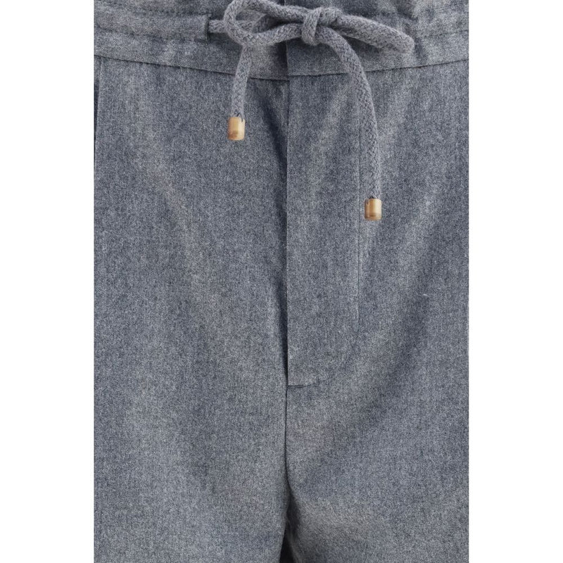 Pantalon décontracté Brunello Cucinelli en laine grise Oves Aries