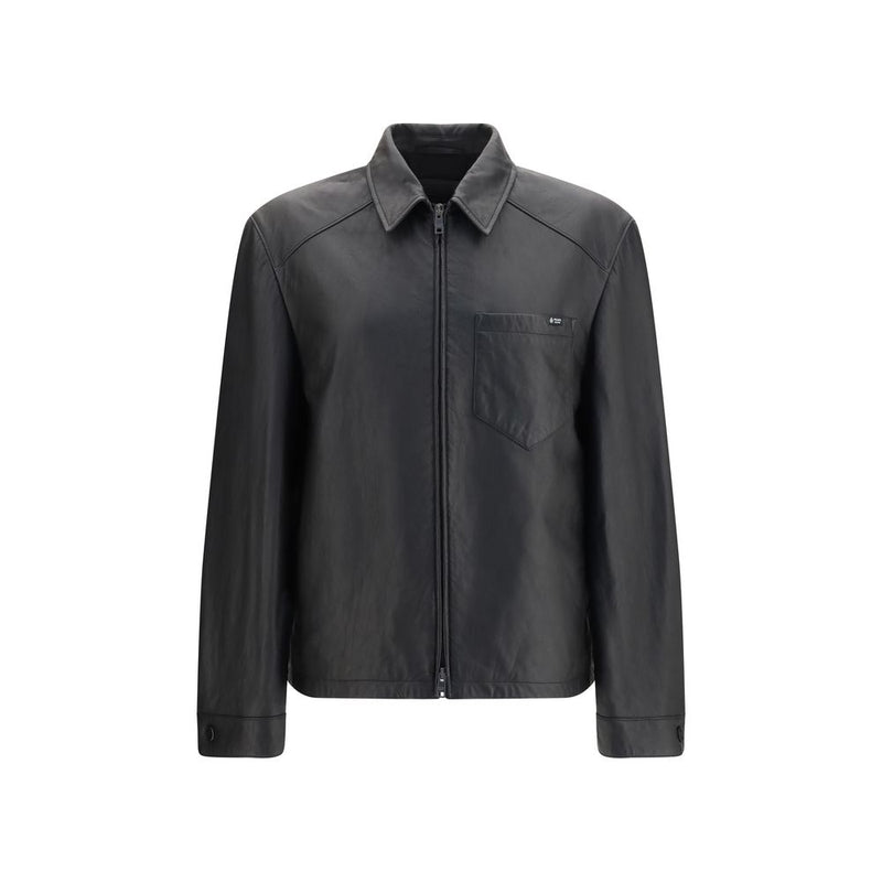 Blouson en cuir d'agneau Ovis Aries Aries noir Prada