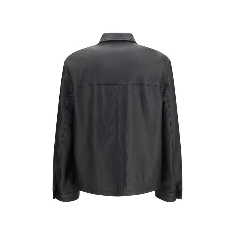 Blouson en cuir d'agneau Ovis Aries Aries noir Prada