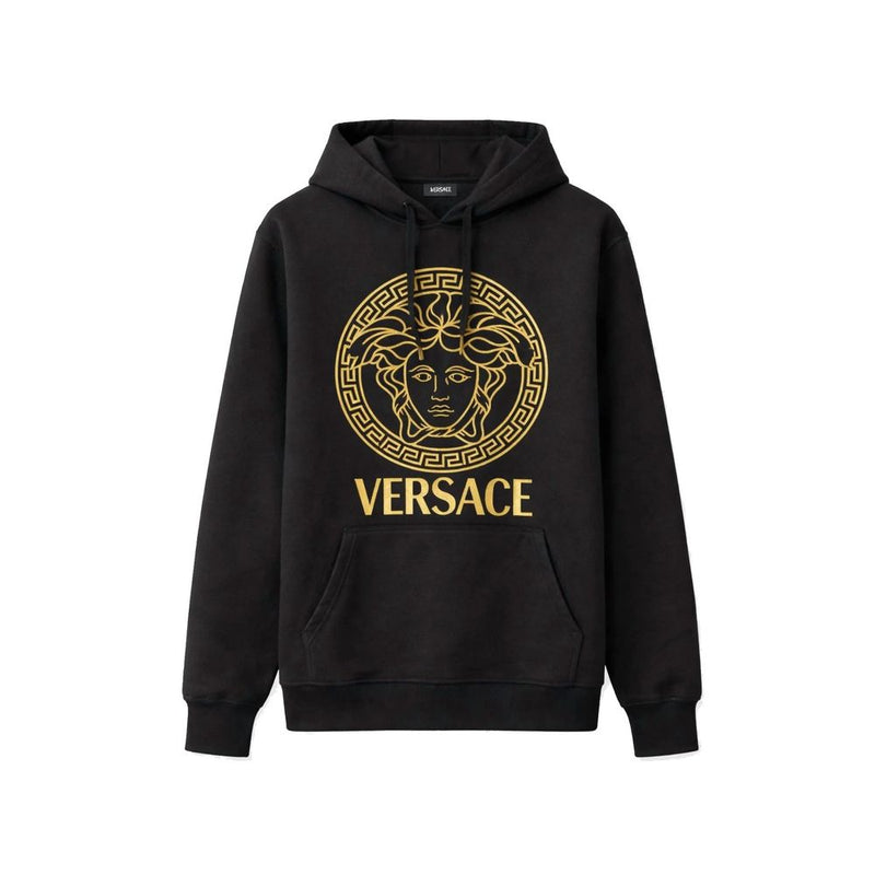 Sweat à capuche en coton noir Versace