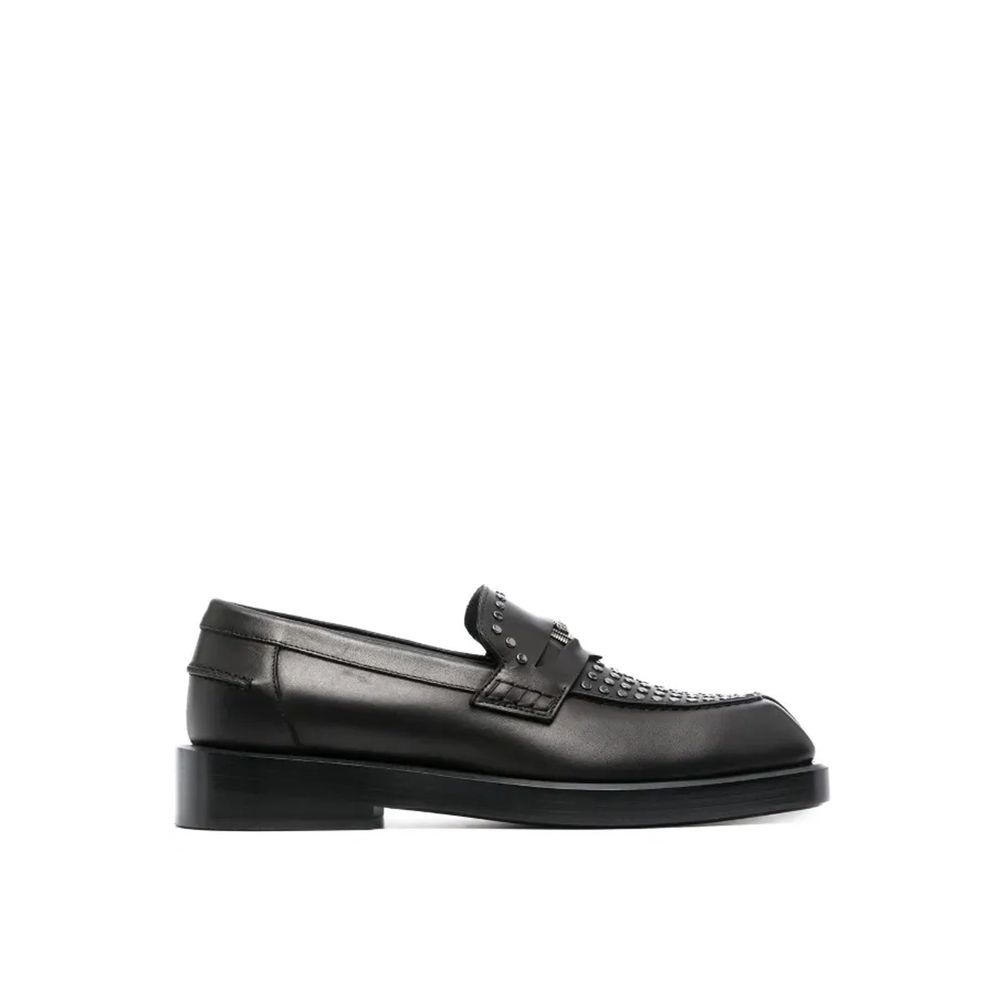 Versace Black Leather Slip-On Loafers for Men