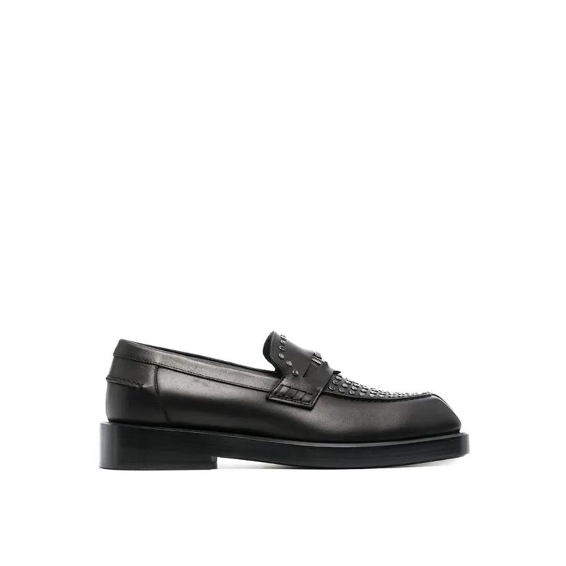 Versace Black Leather Slip-On Loafers for Men