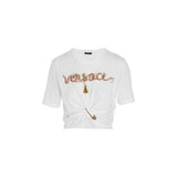T-Shirt en Coton Blanc Versace pour Femme