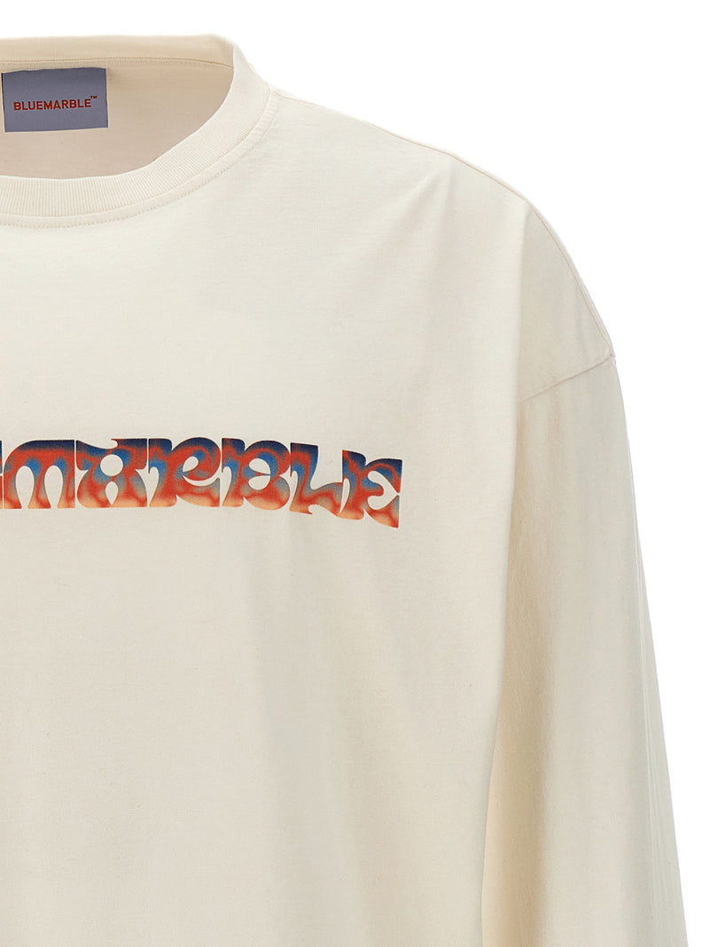 Bluemarble White Cotton T-Shirt - Trippy Leaves Design