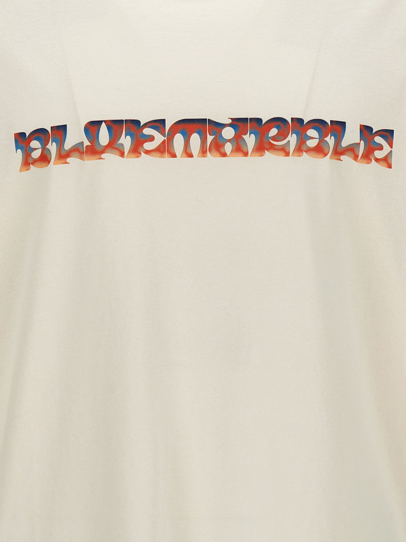 Bluemarble White Cotton T-Shirt - Trippy Leaves Design