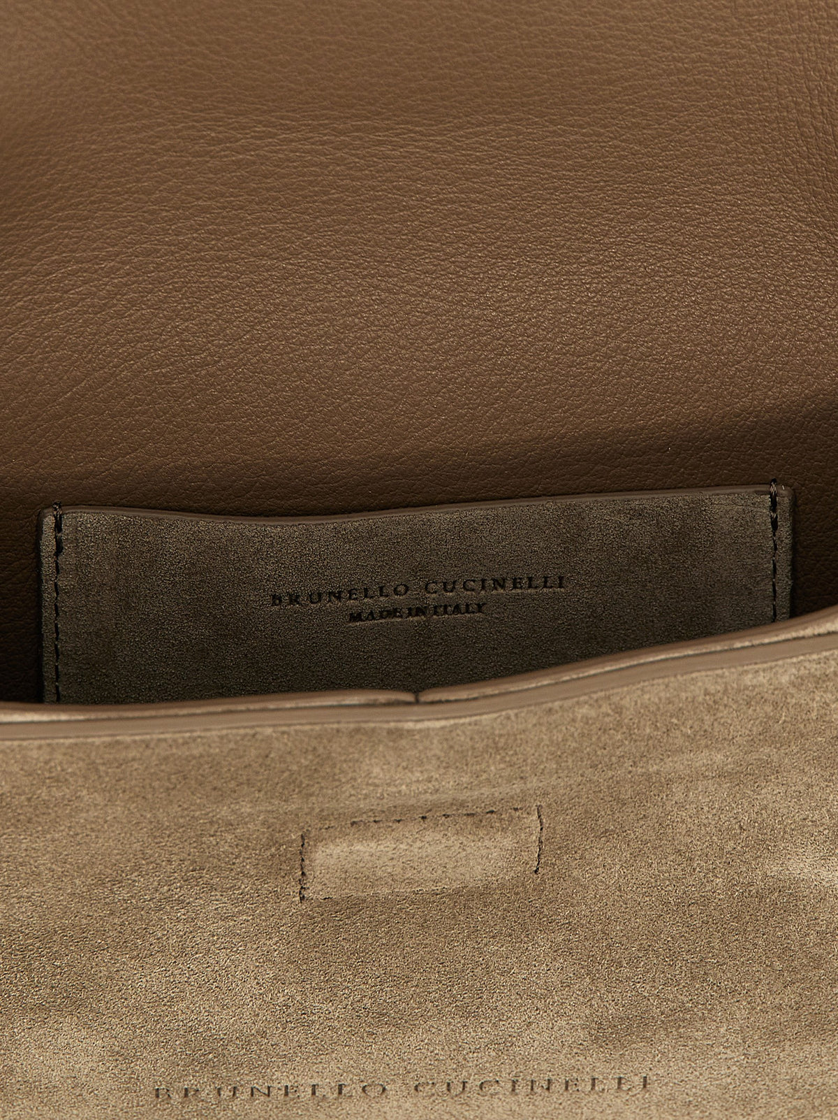 Pochette Brunello Cucinelli en cuir de veau gris
