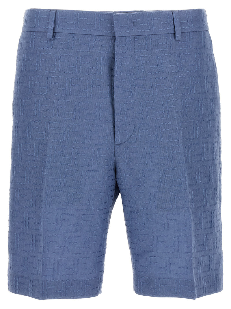 Fendi Blue Linen Bermuda Shorts