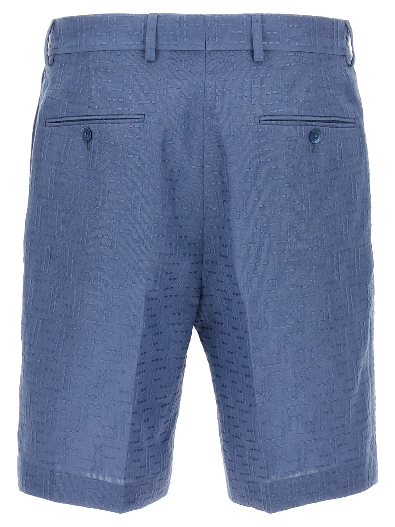 Fendi Blue Linen Bermuda Shorts