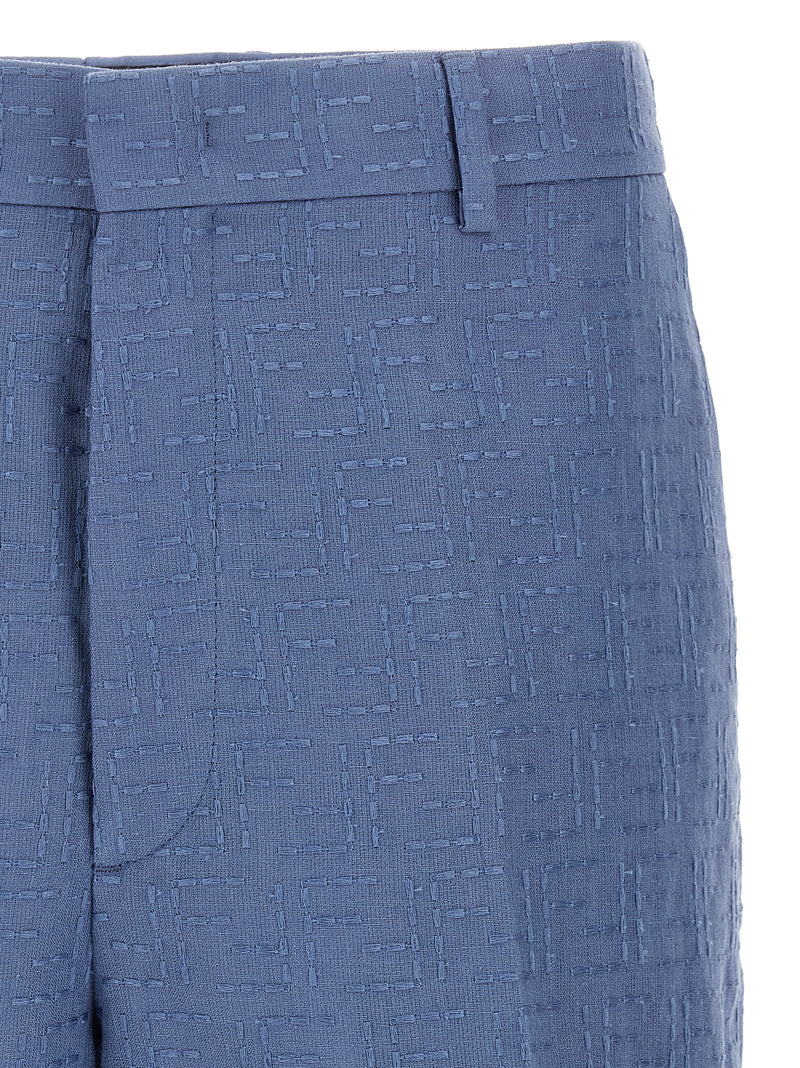 Fendi Blue Linen Bermuda Shorts