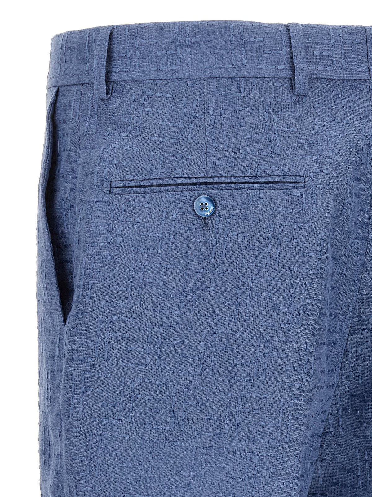Shorts Bermudas en Lin Bleu Fendi