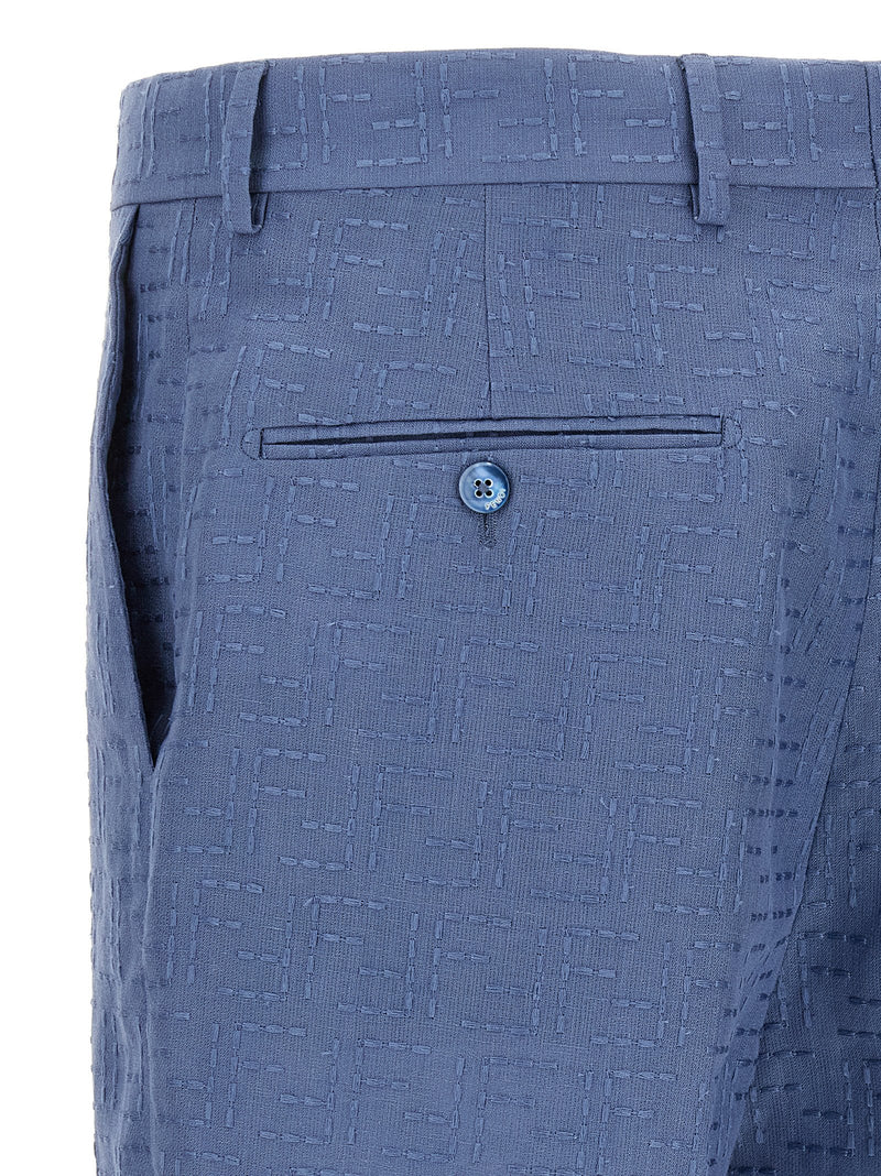 Fendi Blue Linen Bermuda Shorts
