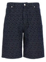 Shorts bermuda en coton bleu Fendi
