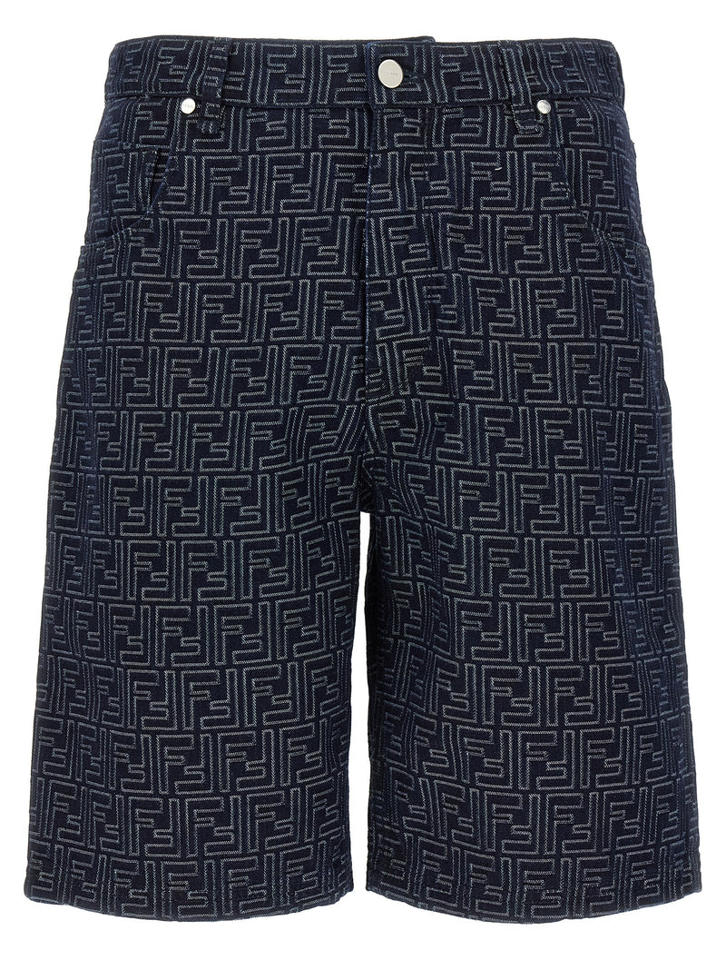 Shorts bermuda en coton bleu Fendi