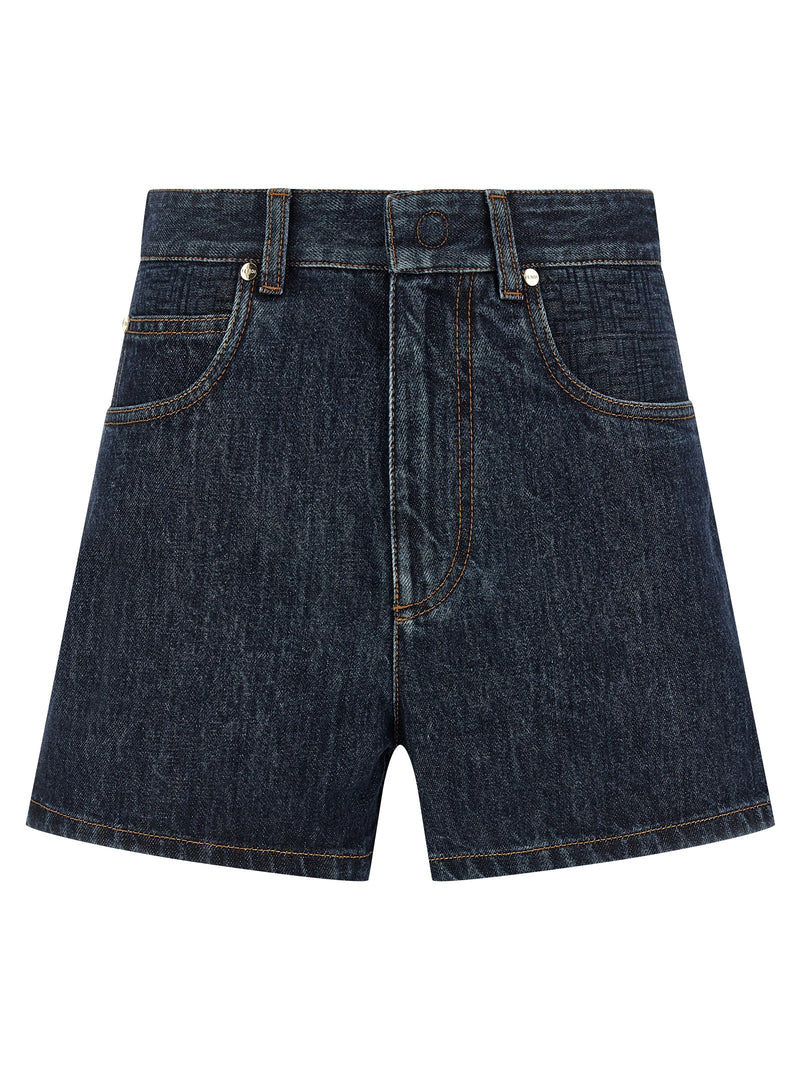 Fendi Blue Cotton Bermuda Shorts