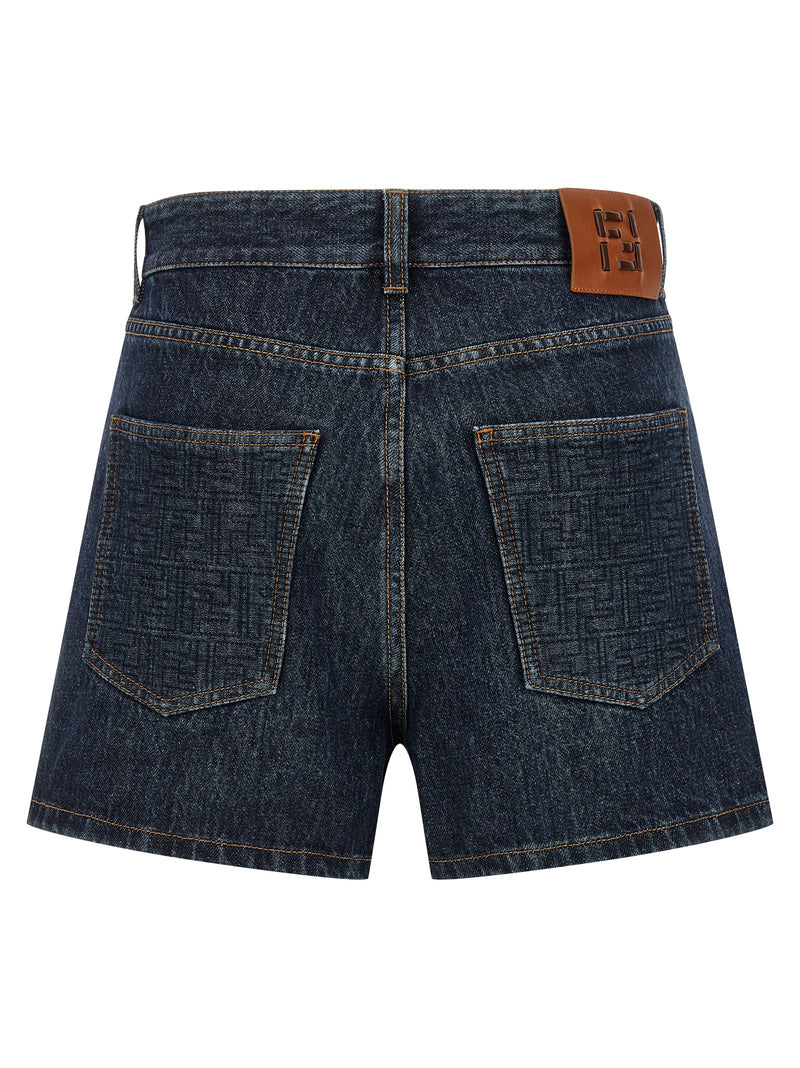 Fendi Blue Cotton Bermuda Shorts