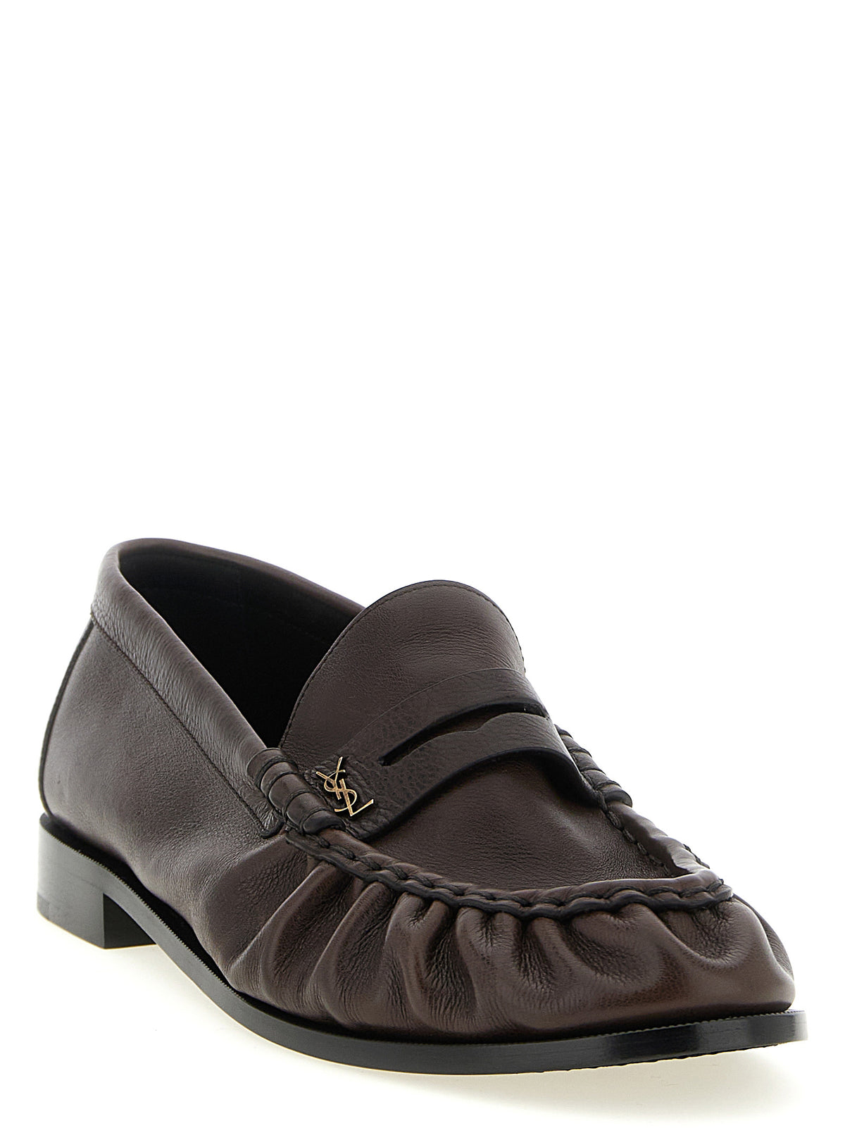 Mocassins à enfiler Saint Laurent en cuir de veau marron