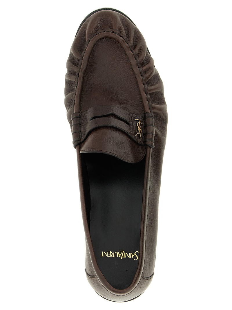 Saint Laurent Brown Calfskin Slip-On Loafers