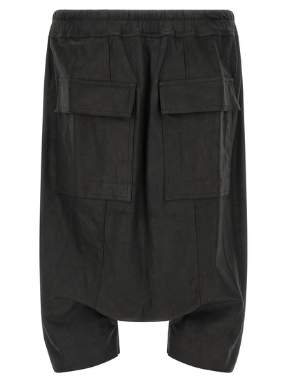 Rick Owens Black Lamb Leather Bermuda Shorts