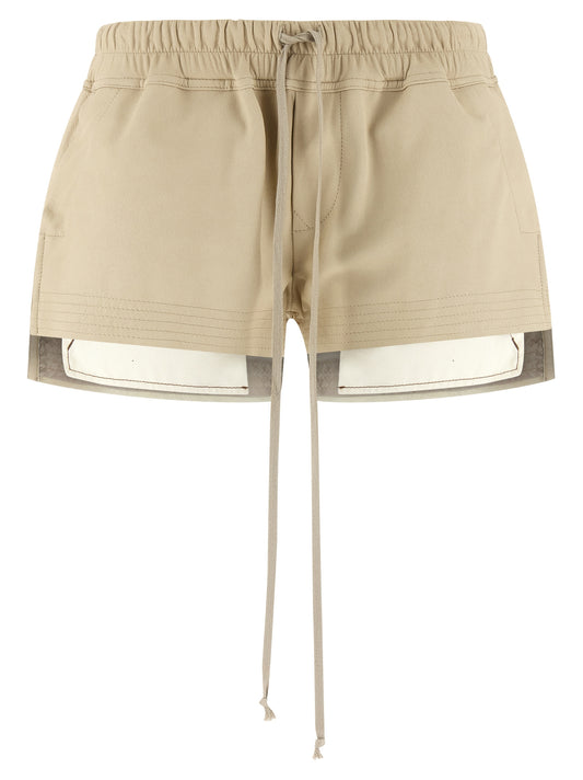 Shorts bermudas Rick Owens en cuir d'agneau beige