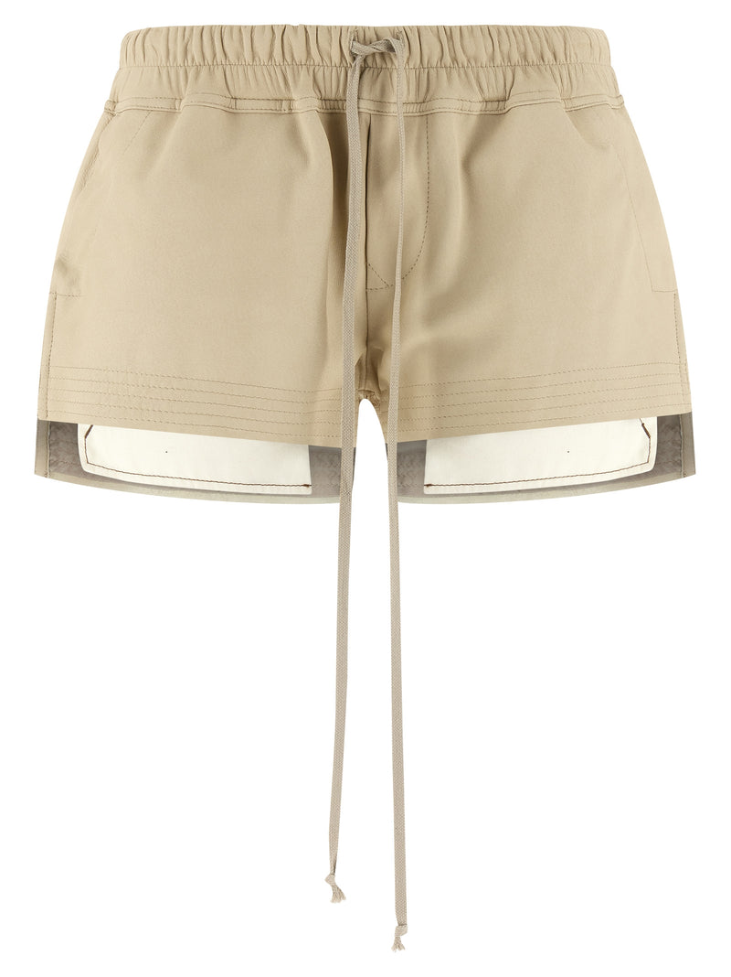 Shorts bermudas Rick Owens en cuir d'agneau beige