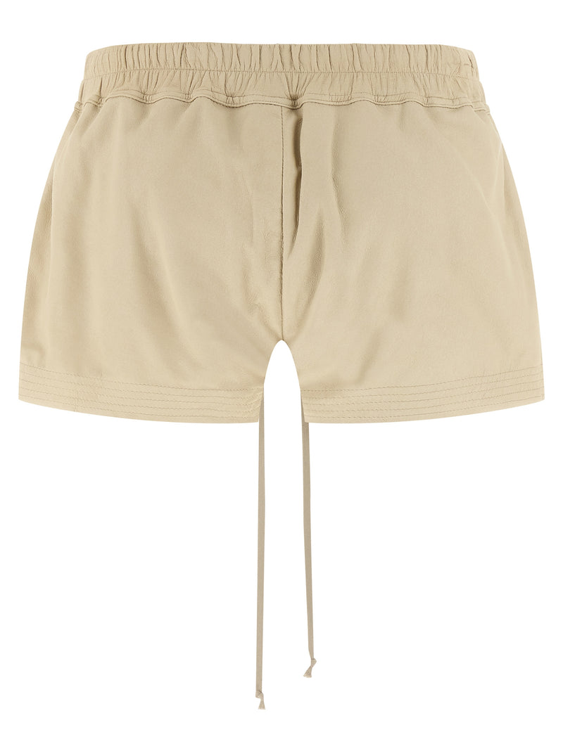 Shorts bermudas Rick Owens en cuir d'agneau beige