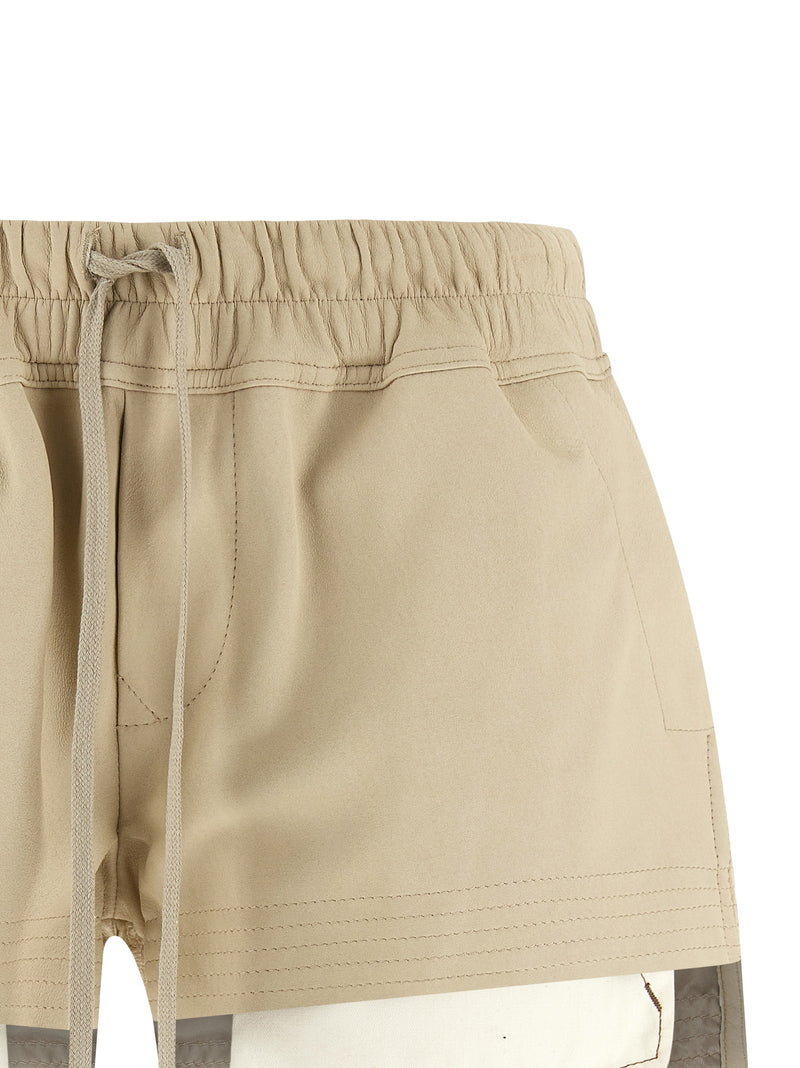 Shorts bermudas Rick Owens en cuir d'agneau beige