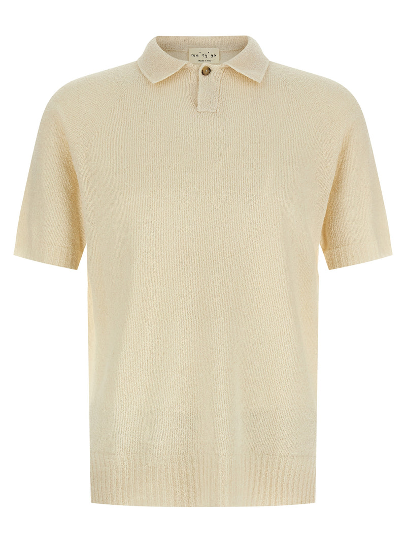 MA'RY'YA Beige Cotton Polo Shirt for Men