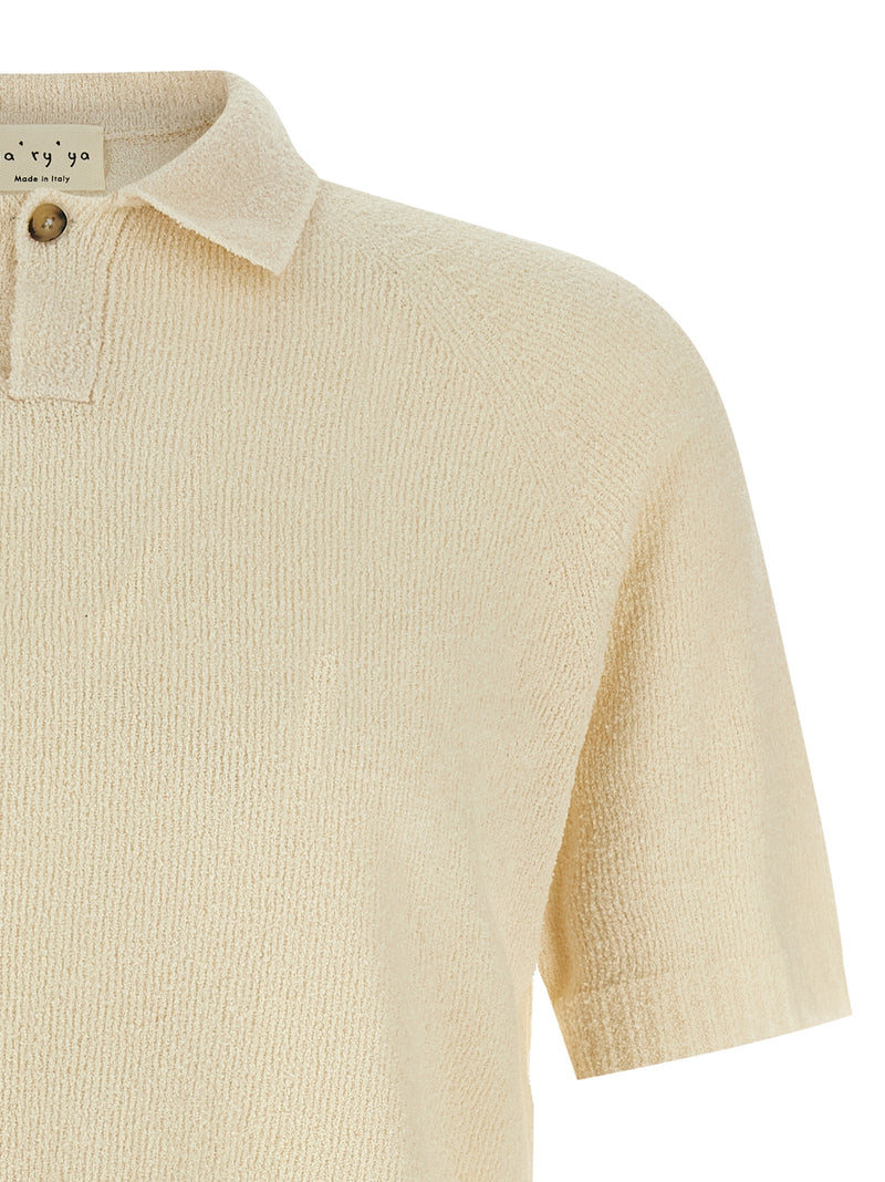 MA'RY'YA Beige Cotton Polo Shirt for Men