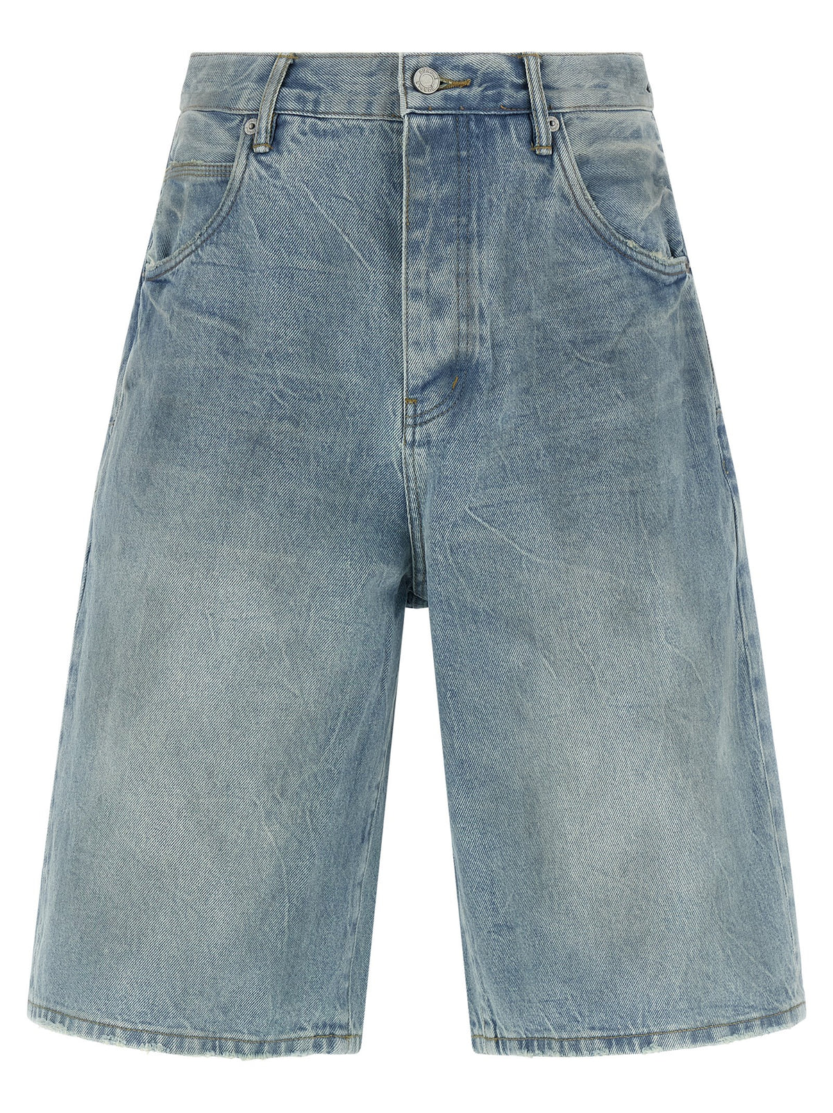 PURPLE P070 Vintage Dust Bowl Blue Cotton Bermuda Shorts