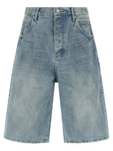 PURPLE P070 Vintage Dust Bowl Blue Cotton Bermuda Shorts
