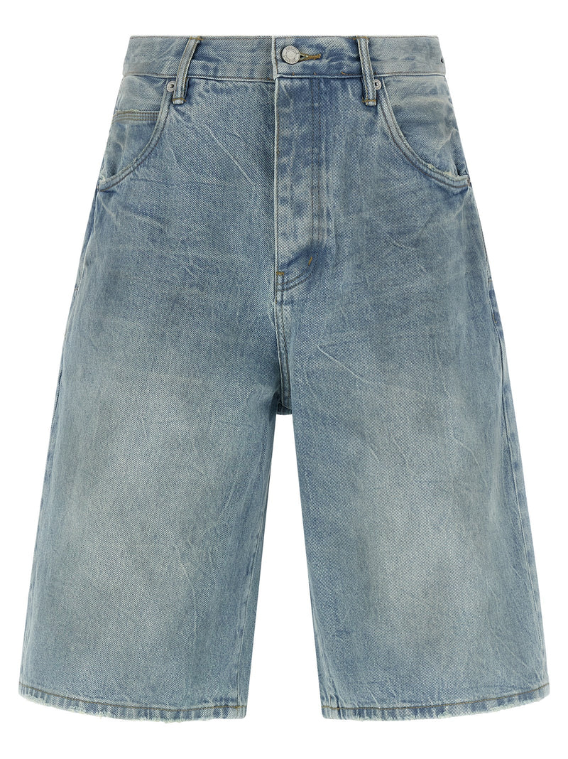 PURPLE P070 Vintage Dust Bowl Blue Cotton Bermuda Shorts