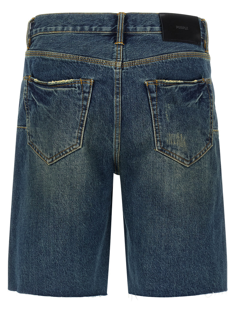 PURPLE P059 Vintage Mid Blue Cotton Bermuda Shorts