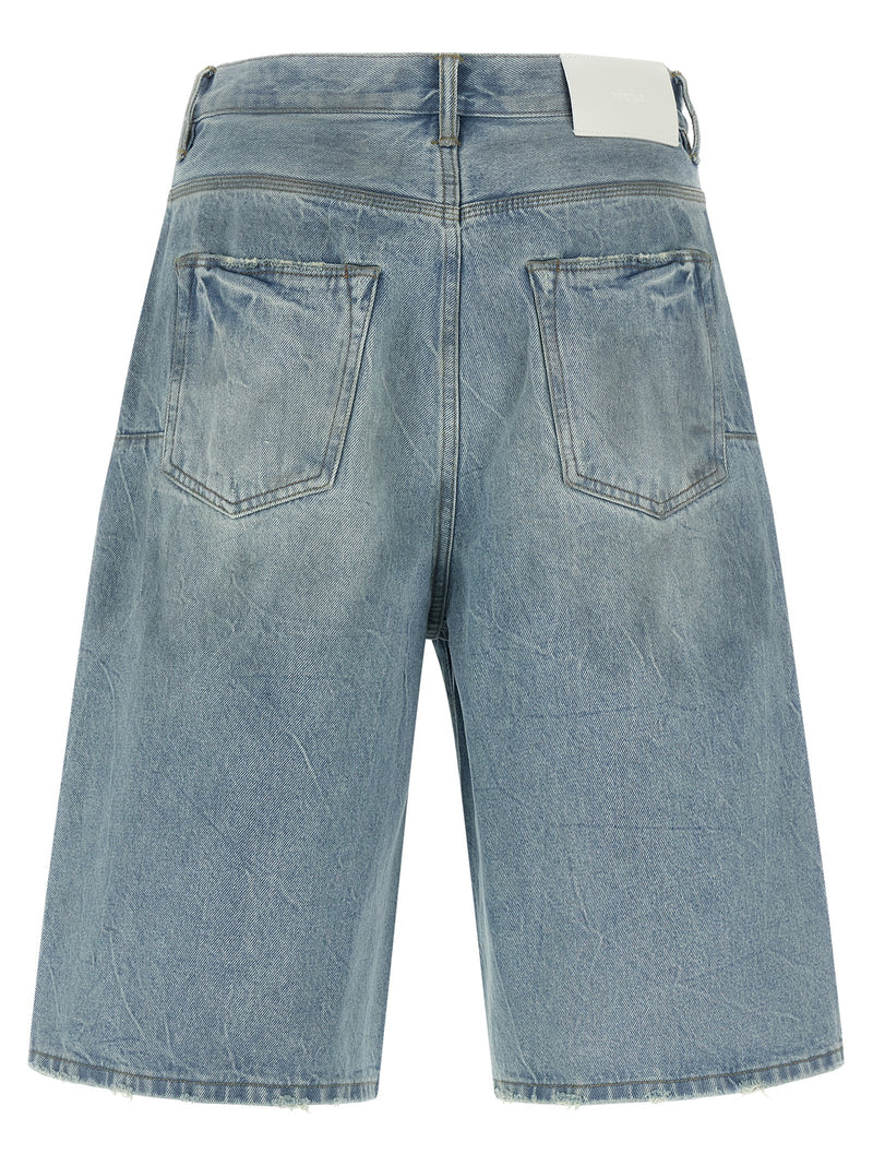 PURPLE P070 Vintage Dust Bowl Blue Cotton Bermuda Shorts