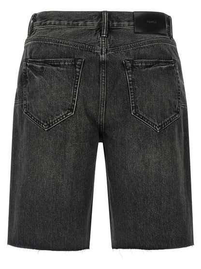 PURPLE Black Cotton Bermuda Shorts