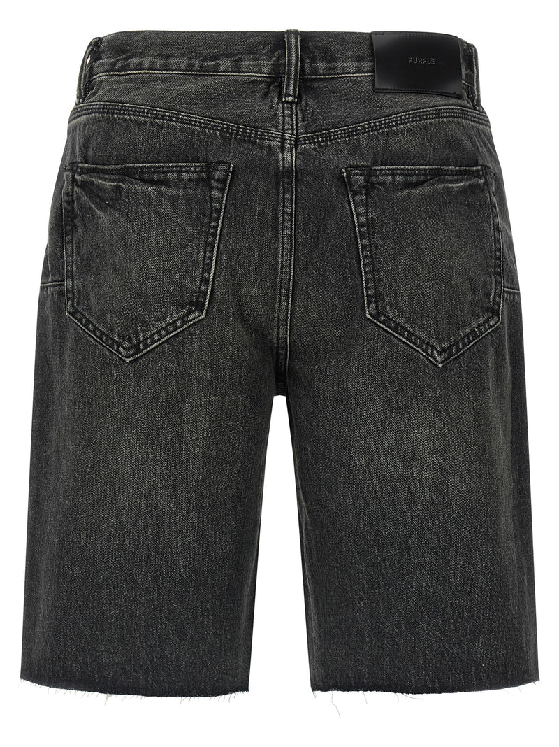 PURPLE P059 Kamari Black Cotton Bermuda Shorts