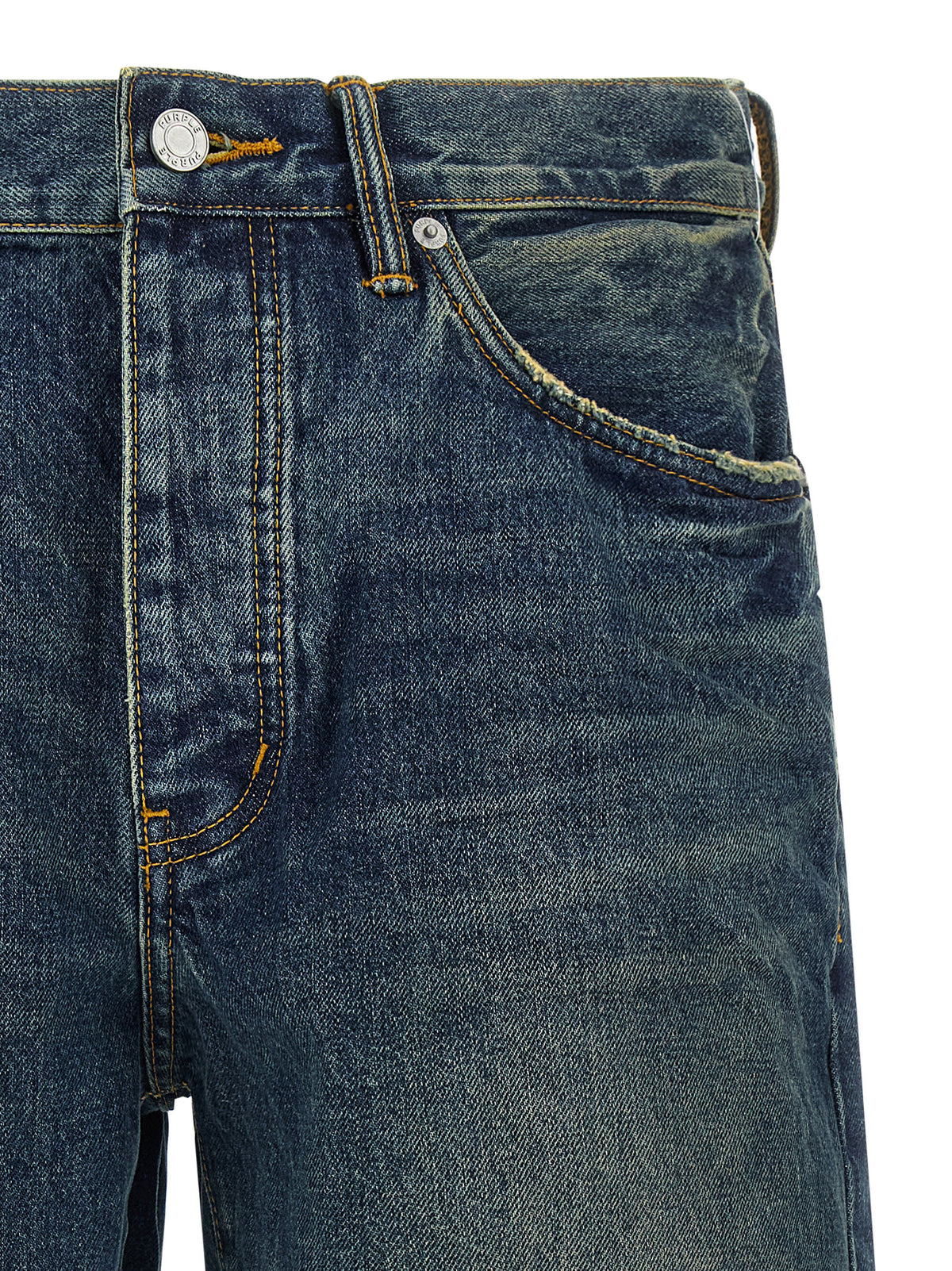 PURPLE P059 Vintage Mid Blue Cotton Bermuda Shorts