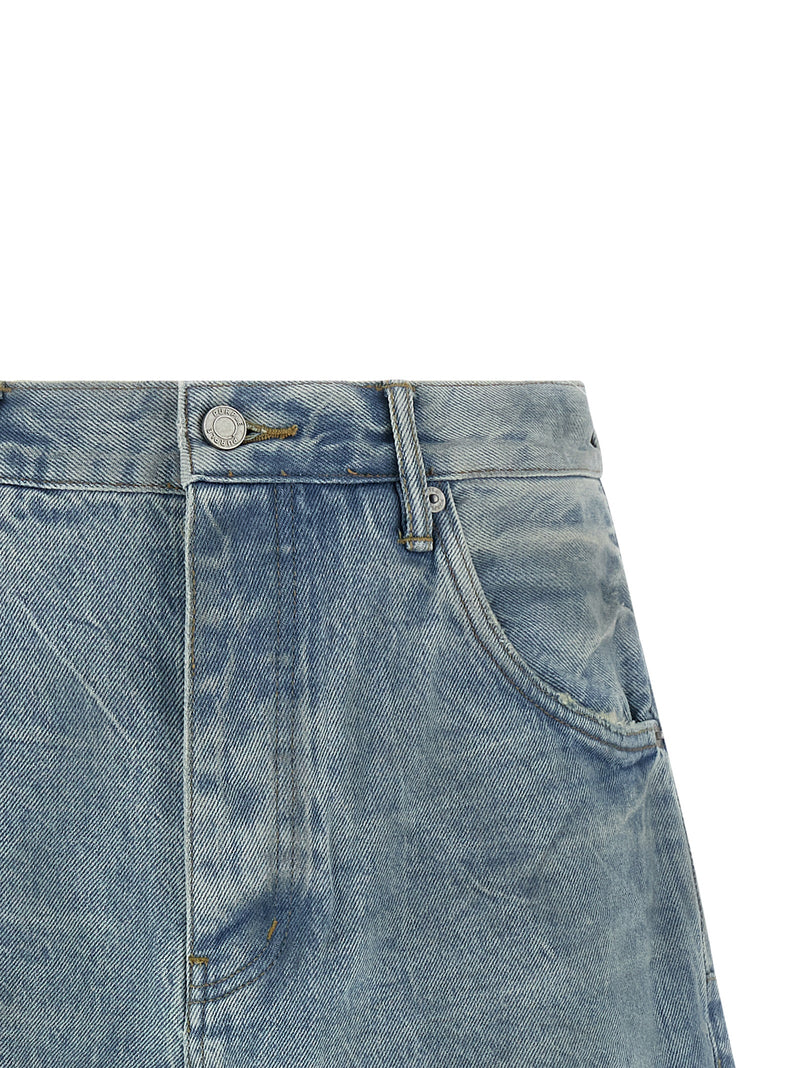 PURPLE P070 Vintage Dust Bowl Blue Cotton Bermuda Shorts