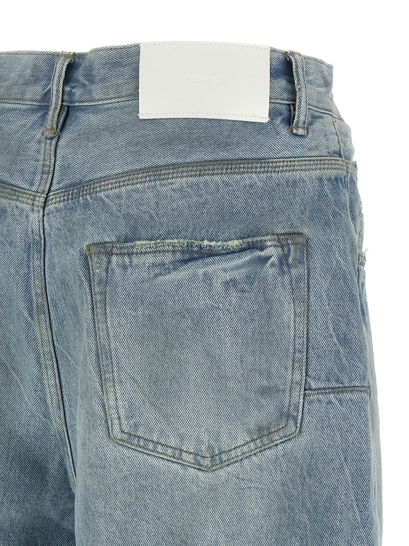 PURPLE P070 Vintage Dust Bowl Blue Cotton Bermuda Shorts