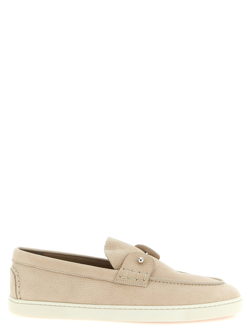 Mocassins à enfiler en veau beige Christian Louboutin