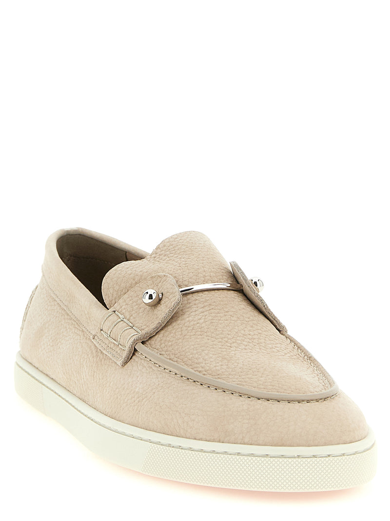 Mocassins à enfiler en veau beige Christian Louboutin