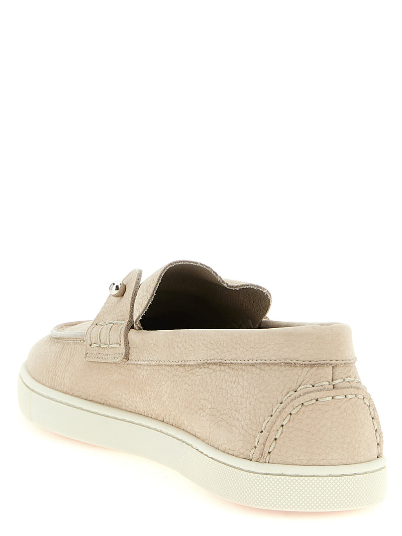 Mocassins à enfiler en veau beige Christian Louboutin