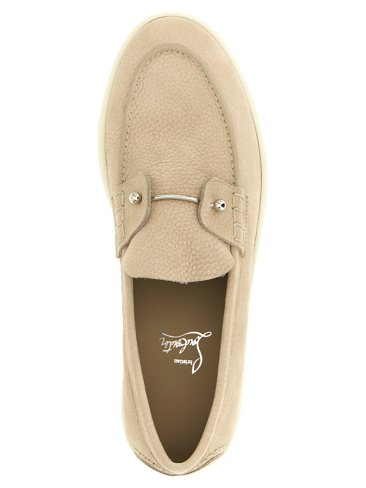 Mocassins à enfiler en veau beige Christian Louboutin