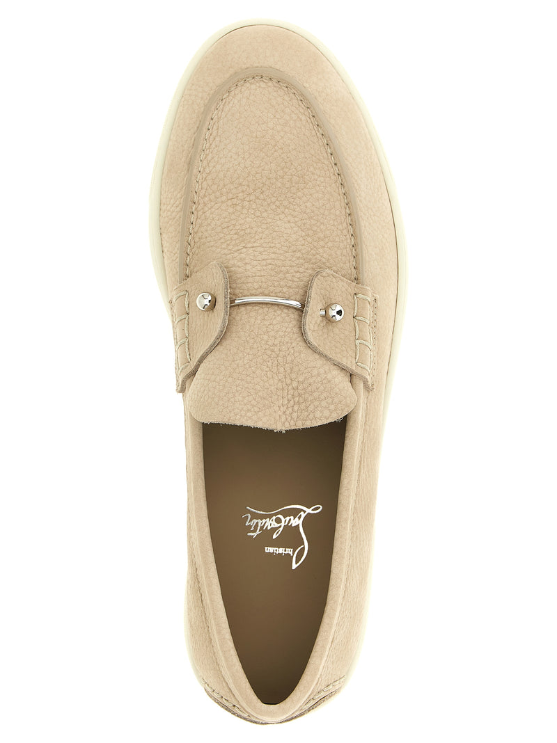 Mocassins à enfiler en veau beige Christian Louboutin