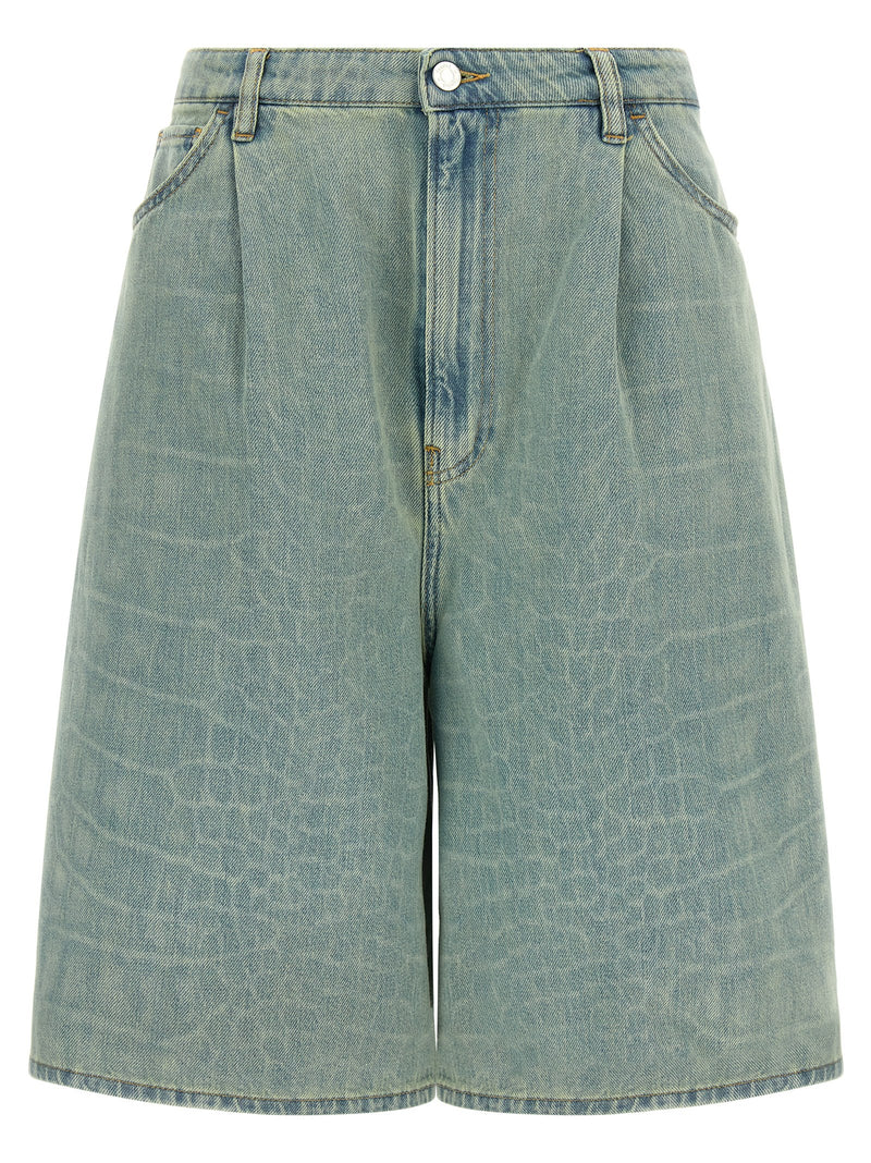 NUDE Blue Cotton Bermuda Shorts
