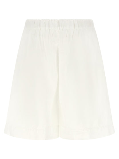 XACUS White Cotton Bermuda Shorts